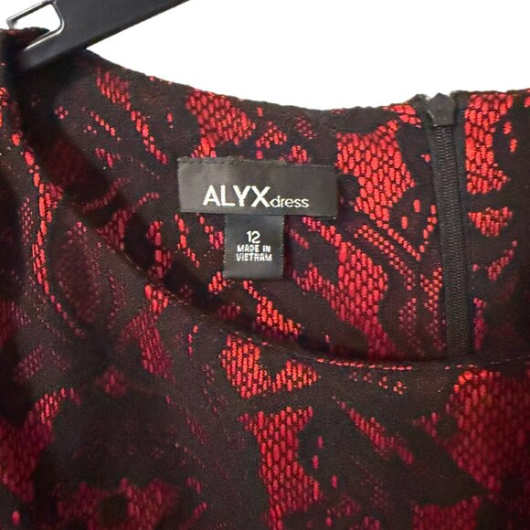 Alyx Red Black Lace Dress Size 12 Sheath Bodycon Elegant Party No Belt - Picture 7 of 7